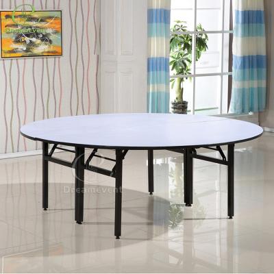 China Foldable Wholesale Fold In Half Round Wedding Event Solid Wood Folding Restaurant Banquet Table for sale