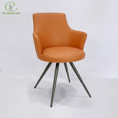 China Luxury Indoor Home Furniture Room Leather Metal Legs Factory Leather Dining Chair for sale