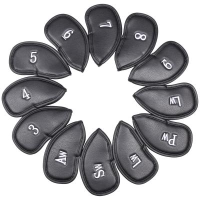 China 12Pcs/Set PU Golf Iron Durable Waterproof Leather Head Covers Golf Club Iron Head Covers Sets for sale