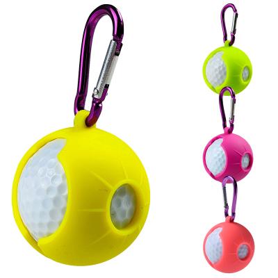 China Wholesale Custom Printing Portable Soft Silicone Golf Ball Holder For 1 Ball With Carabiner Golf Ball Rubber Cover for sale