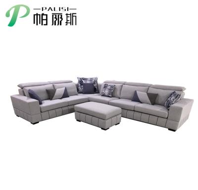 China Modern Sofa Set Supplier Adjustable Headrest Cover Living Room Modern Fabric 10 Seat Cushion Large Size Sofa Set Design With Ottoman for sale