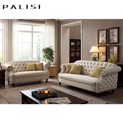 China Factory Direct Selling High Quality Solid Wood Tufted Tufted Classic American Country Sofa Set Villa Design for sale