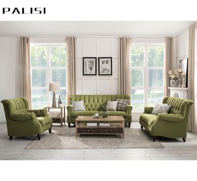 China American Living Room Design Home Tufted Wooden Legs Sofa Set Furniture Contemporary Reclining Adorned Sofa Set Fabric for sale