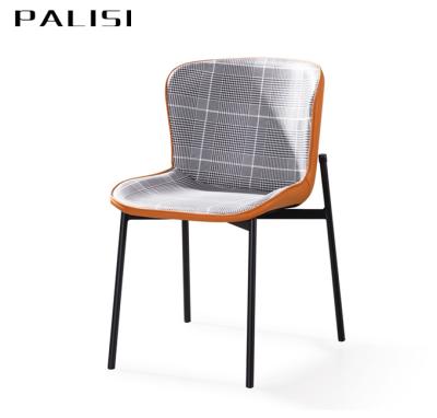 China Direct Sale Solid Durable Modern Minimalist Design Chair Fabric Dining Furniture PU Leather Steel Leg Cafe Chair Wholesale for sale