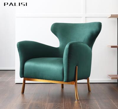 China Modern Style Luxury Elegant Design Single Seat Wingback Lazy Modern Armchair Sofa Chair Leisure Velvet Fabric for sale