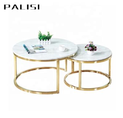 China Top View Modern Luxury Marble Gold Center Table Set Designer Furniture Living Room Design Top Coffee Table for sale