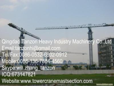 China TCP6512-10 Leg Fixing Type Flat Top Tower Crane , Machinery Manufacturer Q345B Steel for sale