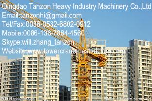 China Big load 6 tons Fixed Tower Crane 24KW outside climbing , TC5013-6 for sale