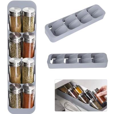 China Wholesale 8 Holes Herb Spice Bottle Plastic Plain Color Boxes Kitchen Storage Viable Organizer Holder for sale