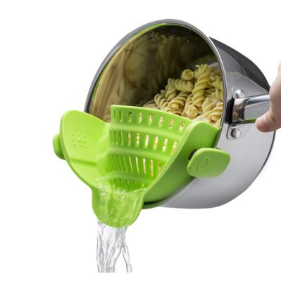 China Amazon Hot Selling Sustainable Kitchen BPA Free Silicone Strainer Clip Fits All Cookware Silicone Pots and Strainer for sale