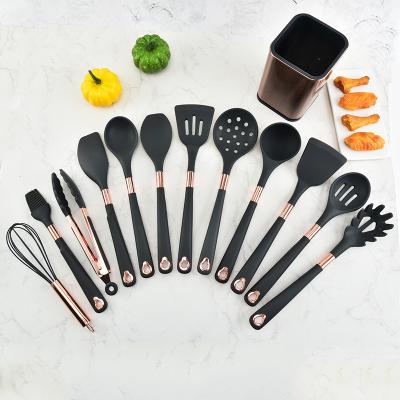 China Sustainable New-design Silicone Kitchen Spatula Spoon Utensils Set Nonstick Kitchen Cookware Set for sale