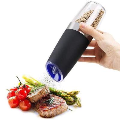 China Amazon Salt and Pepper Grinder Set Stainless Steel Sustainable Hot Electric Gravity BBQ Spices Grinders with Blue LED Light for sale