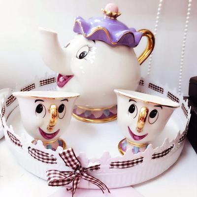 China Viable Creative Beauty and the Beast Coffee&Tea Sets Mrs. Potters Chip Tea Pot Cup Sugar Bowl Set with Gift Box for sale