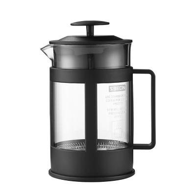 China WITH 800/1000ml portable coffee maker machine factory supply French coffee press pot heat-resistant glass desktop press LID for sale