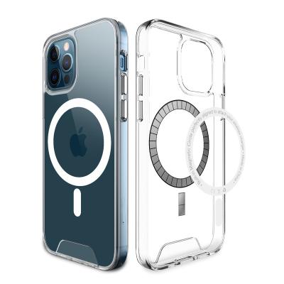 China TPU+PC Charger Case For iPhone 12 Radio Charging Clear Magnetic Case Back Cover For iPhone 12 pro Max With Magsafe for sale