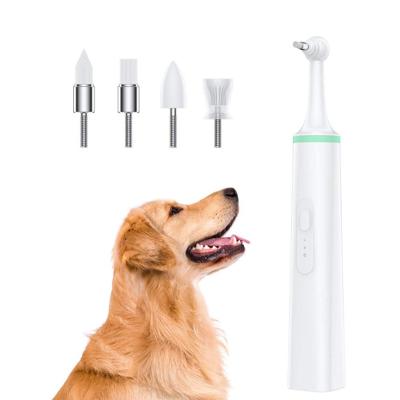 China Dropshipping Dental Regional Dog Pet Electric Toothbrush Set With 4 Brush Heads Ultrasonic Tooth Stains Calculus Remover Tooth Cleaner for sale