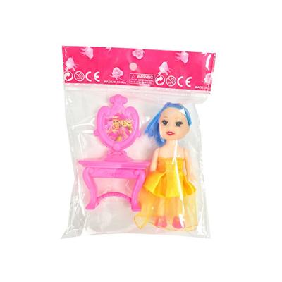 China Mini Toy Mini Girl Doll Girl Pretty With 3 Inch Doll Cheap Dressing Table Set Toy Real Small Doll With Make Up Table for sale