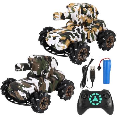 China RC model camouflage design 2.4G water bomb twist rc car wireless remote control tank toy for sale