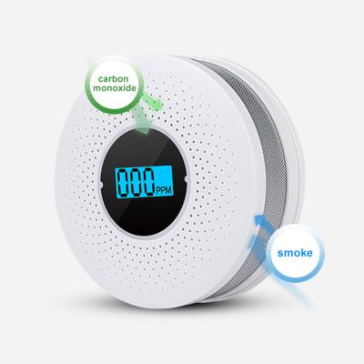 China Protective Plastic Fire Smoke Detector Carbon Monoxide Alarm and CO Sound Warning Digital LCD Display Gas Detector Alarm for sale