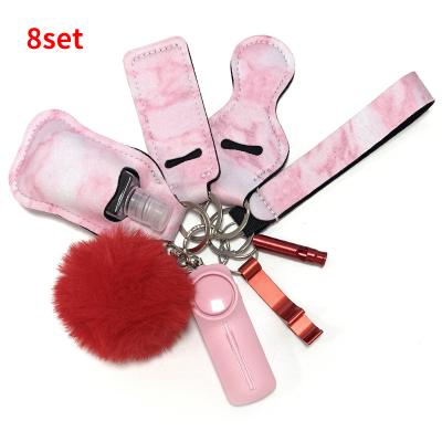 China Custom Wholesale Security Defense Kit Bulk Accessory 8pcs USA Self-Defense Key Chain Set For Woman for sale