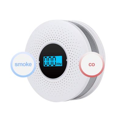 China Smoke Detection Alarm Low Power Consumption Digital LCD Display Protective Co Gas And Plastic Smoke Detector for sale