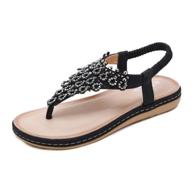 China Other Explosion Wind Ethnic Sandals Travel Retro Beach Bohemian Plus Size Flat Shoes With Rhinestones for sale