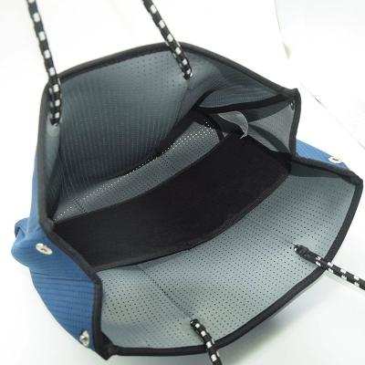 China Soft Unique Hot Sale Rectangle Design Summer Neoprene Wholesale Blue Beach Bag for sale