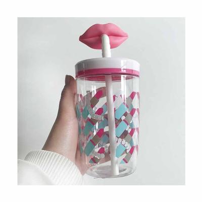 China Straw Cup Plastic Straw Cup Viable Commercial Export Funny Kids Customize Cups With Straw for sale