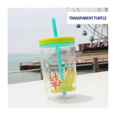 China Viable Series Children's Hanging Straw Cup Drink Cup With Straw Lid Clear Water Cup With Straw for sale