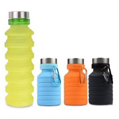 China 550ML Custom Viable Collapsible Water Bottle Drinking Cup Silicone Sports Collapsible Water Bottle for sale