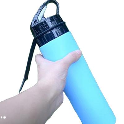 China Customized Viable 580ML BPA Free Grade Folding Silicone Collapsible Water Bottle Logo Reusaeble Travel Sport Food for sale