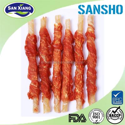 China Viable Wholesale Rawhide Stick Twisted By Chicken Dog Snack Treats for sale