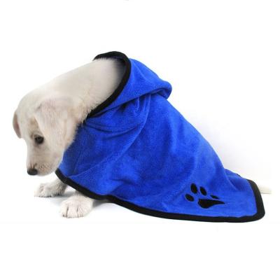 China Luxuriously Soft Easy Viable Quick Drying Dog Towel Wear Dog Bathrobe Dry Hair Shower Water Shake for sale