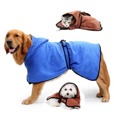 China Sustainable Soft Comfortable Microfiber Dog Towel Clothes Bathrobe For Pet To Absorb Water for sale