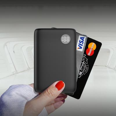 China Mini LED Digital Display Output Dual 10000 mAh Small Credit Card Power Bank Multifunctional Rohs for sale