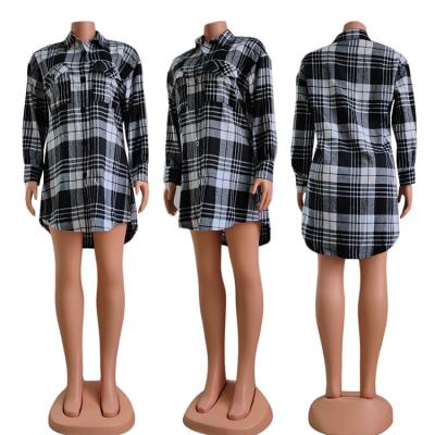 China Anti-Wrinkle And Autumn Sale Spring Plaid Retro Long Sleeve Warm Woolen Lapel Loose Shirt Coat for sale