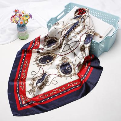 China 2022 New 90*90cm Women's Silk-like Printed Square Scarf Fashion Horse Map Elegant Fine Scarf for sale