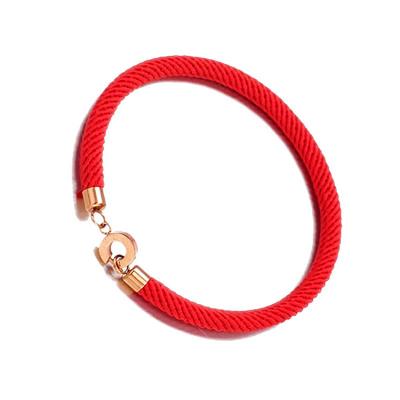 China Wholesale FASHIONABLE Titanium Steel Black Rope Bracelet Clasp European and American Red Rope Bracelet for sale