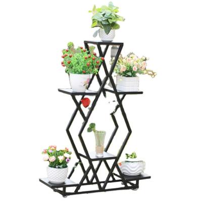 China Retro Modern Country Wrought Iron Flower Stand Clothing Store Window Display Rack Living Room Balcony Indoor Flower Pots for sale