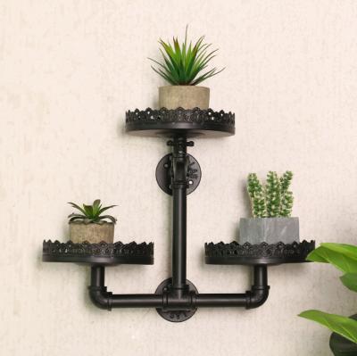 China Metal Industrial Home Style Wine Bottle Holders Factory Rack Decorative Wall Mounted Rack For Storage Shelf On The Wall for sale