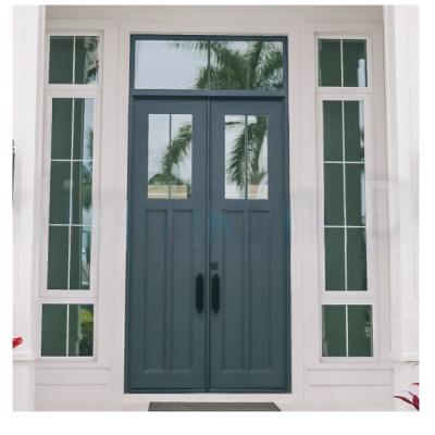 China Waterproof entrance arched iron french door design front entry door for exterior wrought double french door for sale