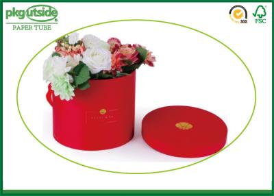 China Red Bouquet Flower Boxes Custom Round Tubes For Rose Packaging With Handle for sale