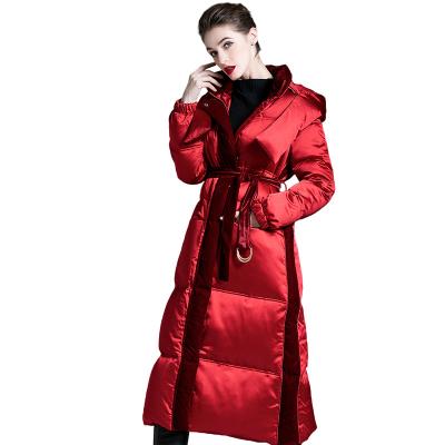 China Waterproof Down Jacket Women Down Jacket Thick White Long Hooded Duck Down Jacket Winter Down Jacket for sale