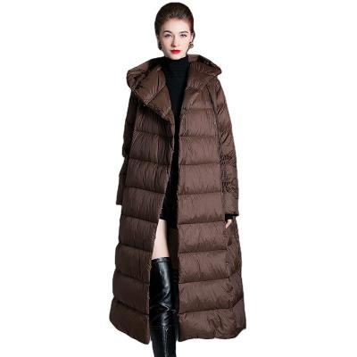 China High Quality Women's Duck Down Hooded Jacket Female Coat Thick Long White Breathable Winter Down Jacket for sale