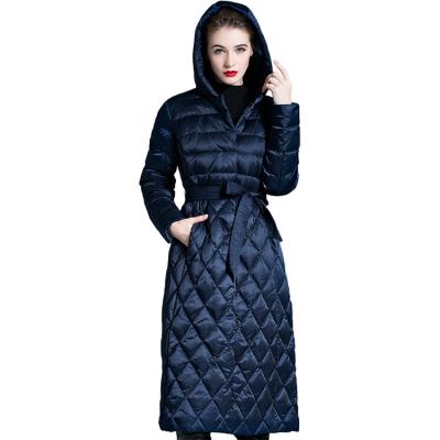 China New Factory Manufacturer Women Long Winter Duck Down Coat Puffy Down Waterproof Jacket for sale