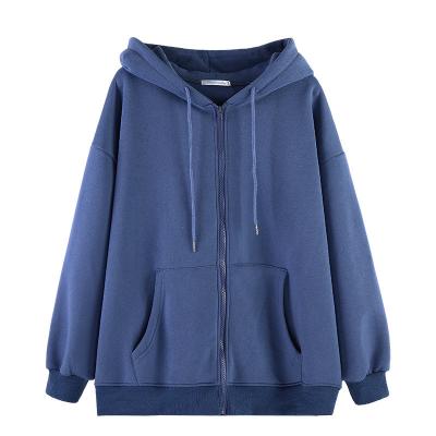 China Hooded Version Sweatshirts Women Winter Solid Breathable Zipper Loose Jacket for sale