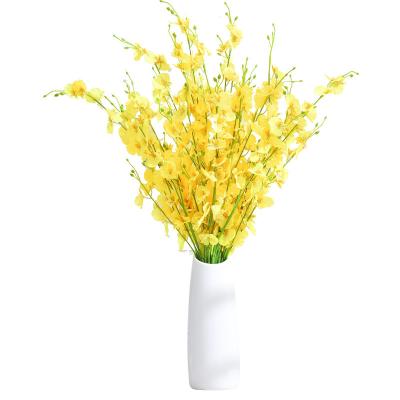 China 5Fork plastic yellow simulation orchid flower home decoration fake phalaenopsis high-end bouquet for sale