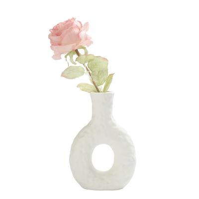 China InsWind Shaped Ceramic Dry Creative Simple Craftsman Flower Vase Hydroponics Home Living Room Decoration for sale