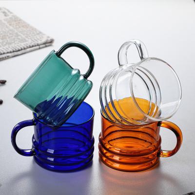 China New Environmentally Friendly Thick Color Glass Coffee Mug Borosilicate Glass Tea Cup Household Water Viable Can Be Usedlogo for sale