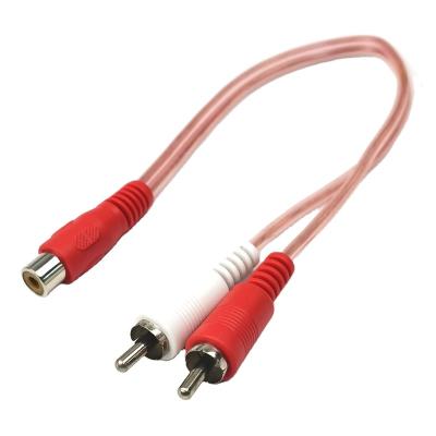 China Transparent Multimedia 6inch RCA Video / Audio Splitter 1 RCA Female To 2 RCA Male Y Cable for sale